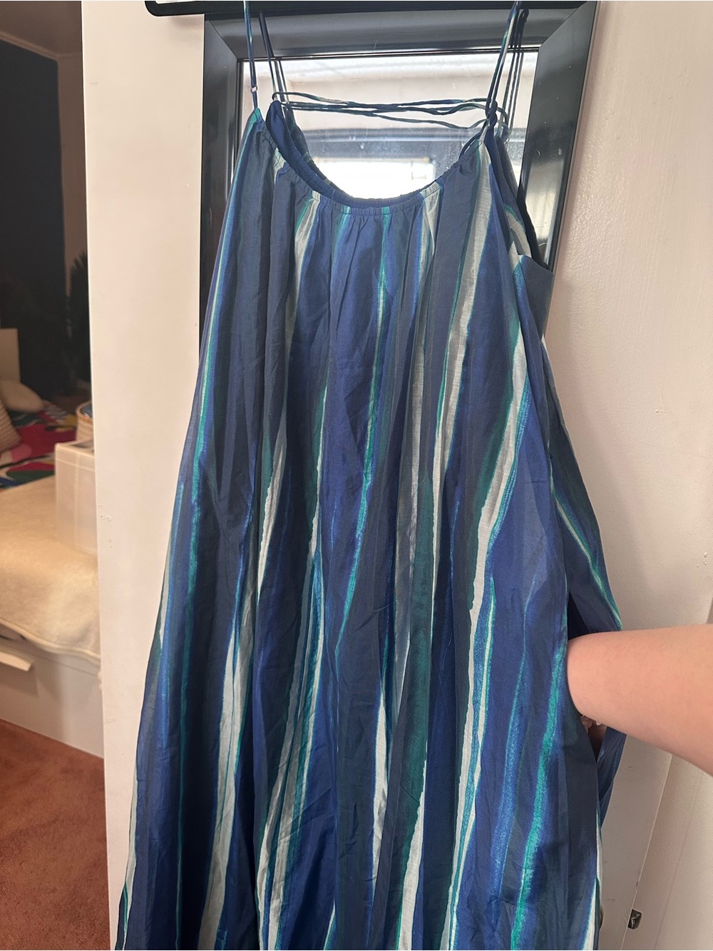 Banana Republic Navy and Teal Striped Slip Dress